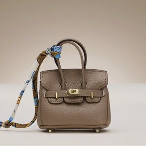 Micro Mini Leather Bag Bag Charm With Scarf - NEW